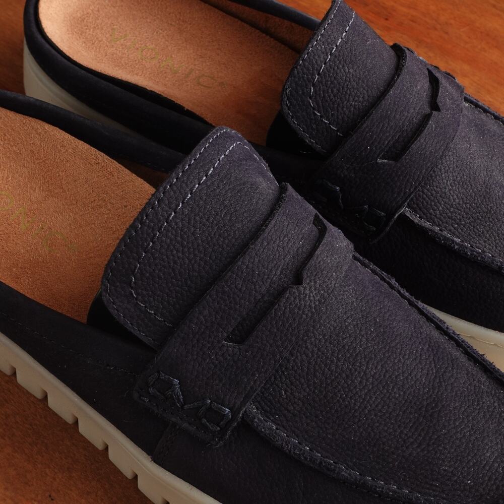 Vionic Navy Suede Slip-On Loafers with White Sole - Picture 6 of 13